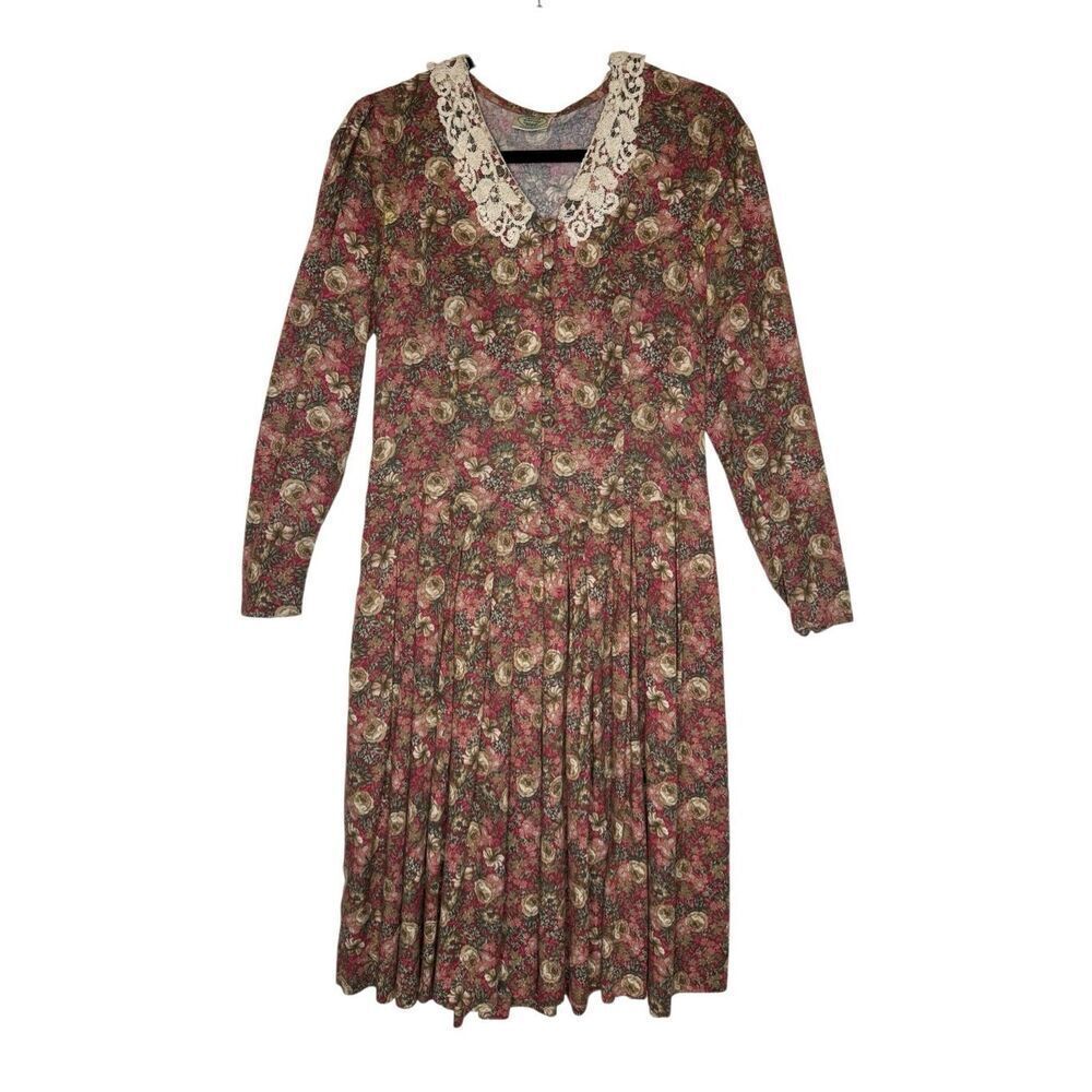 Vintage Laura Ashley Dress Cottage Rose Long Sleeve 80’s Size 6 Cottagecore